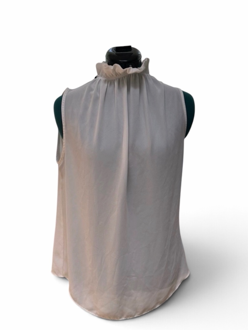 Sweet Pea by Stacy Frati Ruffle Neck Sleeveless Blouse in Cream